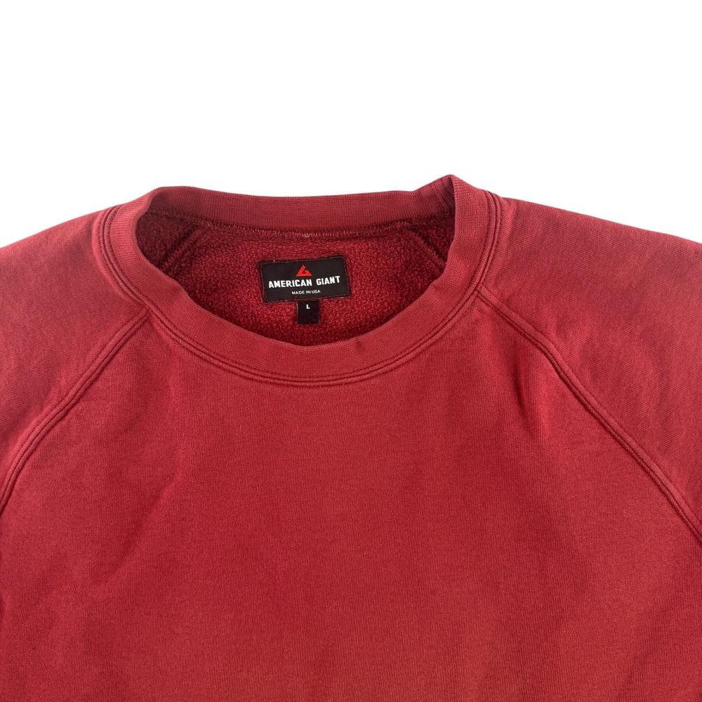 American Giant Sweatshirt Mens Large Red Raglan Crewneck Fleece Made in USA